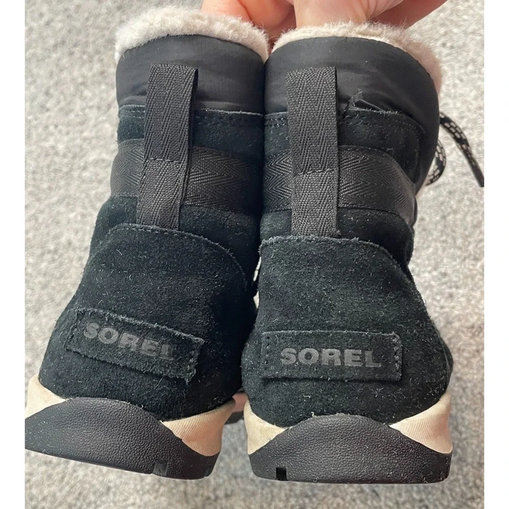 Sorel Women's Explorer Joan Waterproof Boots Sz 7.5 Suede Faux Fur Black Outdoor - Picture 14 of 16